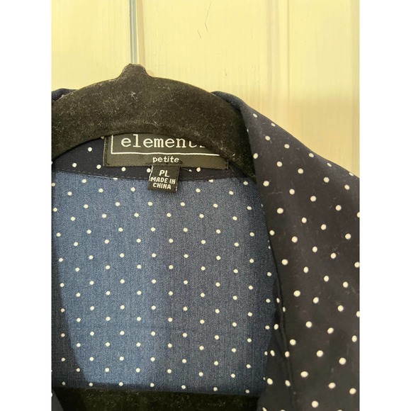 ELEMENTZ WOMENS SHORT SLEEVE LAYERED BLOUSE NAVY BLUE SIZE LARGE PETITE - Picture 3 of 5